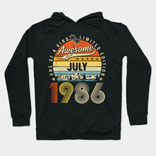 Awesome Since July 1986 Vintage 37th Birthday Hoodie